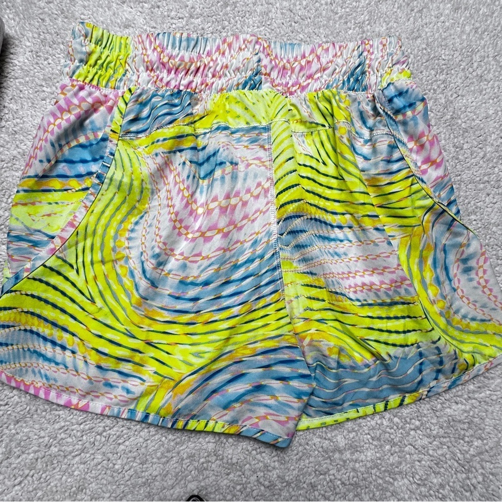 AVIA High Waisted Colorful Running, Zip Pocket Shorts With Bike Liner M (8-10)